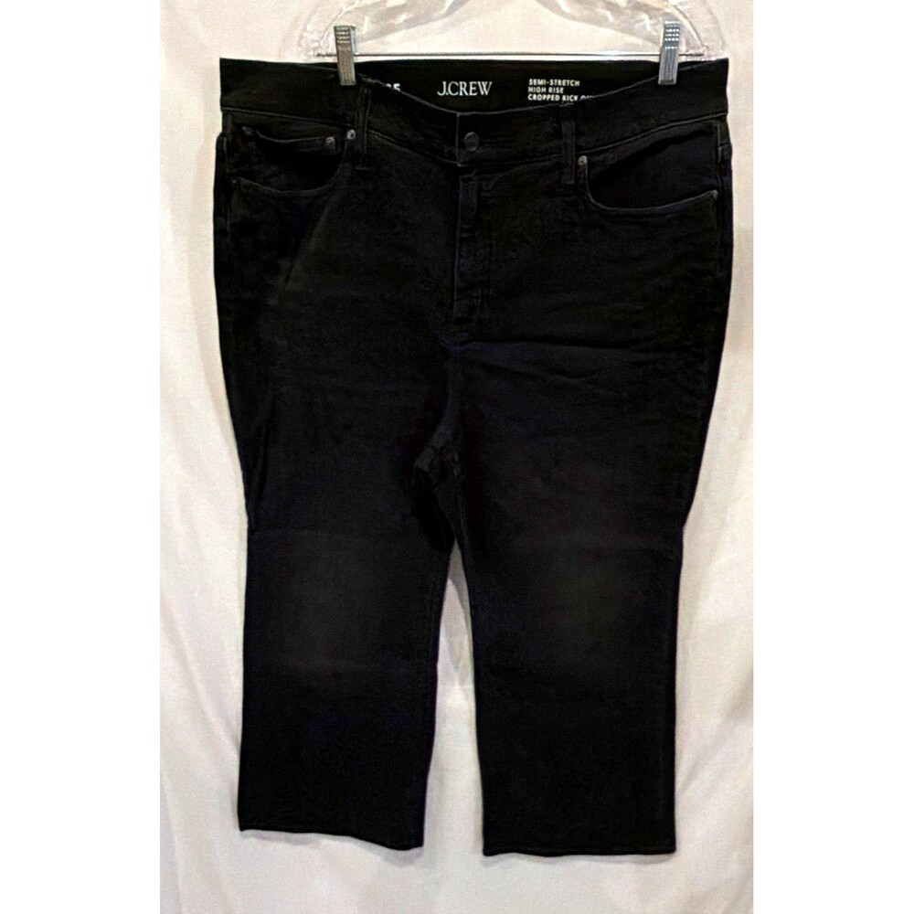 J.CREW Women’s Black High-Rise Cropped Kick Out Stretch 5-Pocket Jeans
